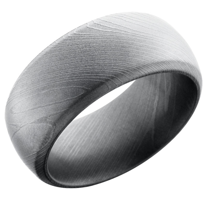 Lashbrook Black & White Damascus Steel 10mm Men's Wedding Band