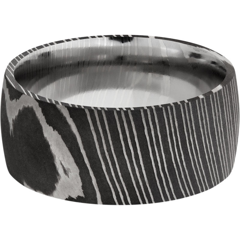 Lashbrook Black & White Damascus Steel 10mm Men's Wedding Band