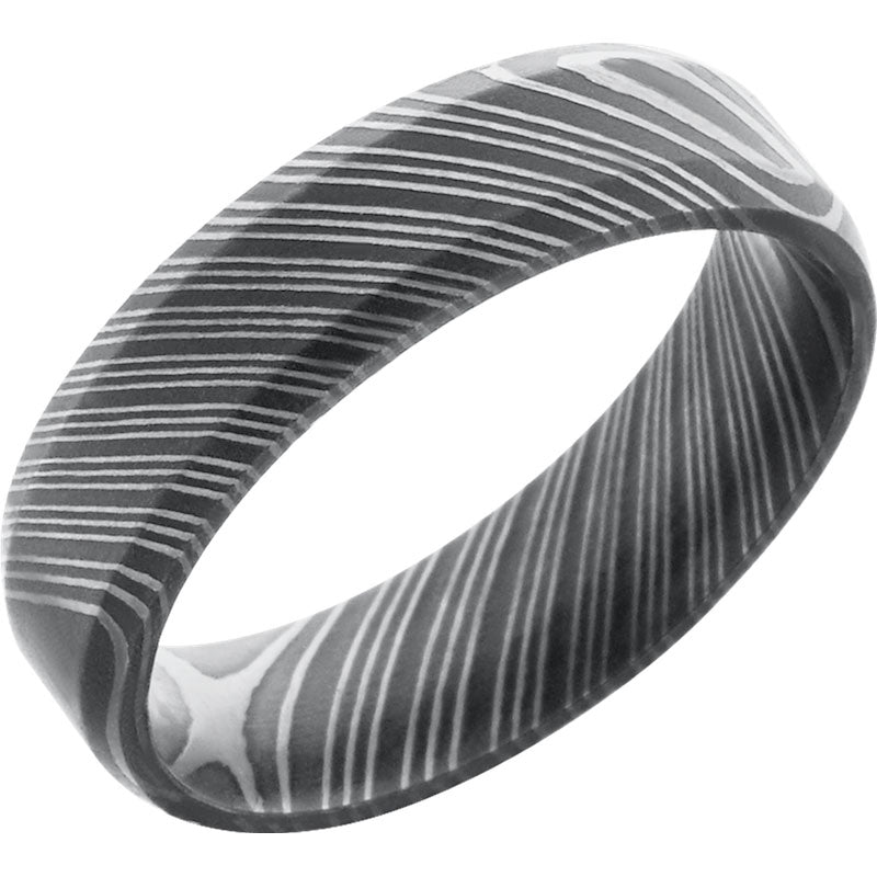 Lashbrook Black & White Damascus Steel 6mm Men's Wedding Band