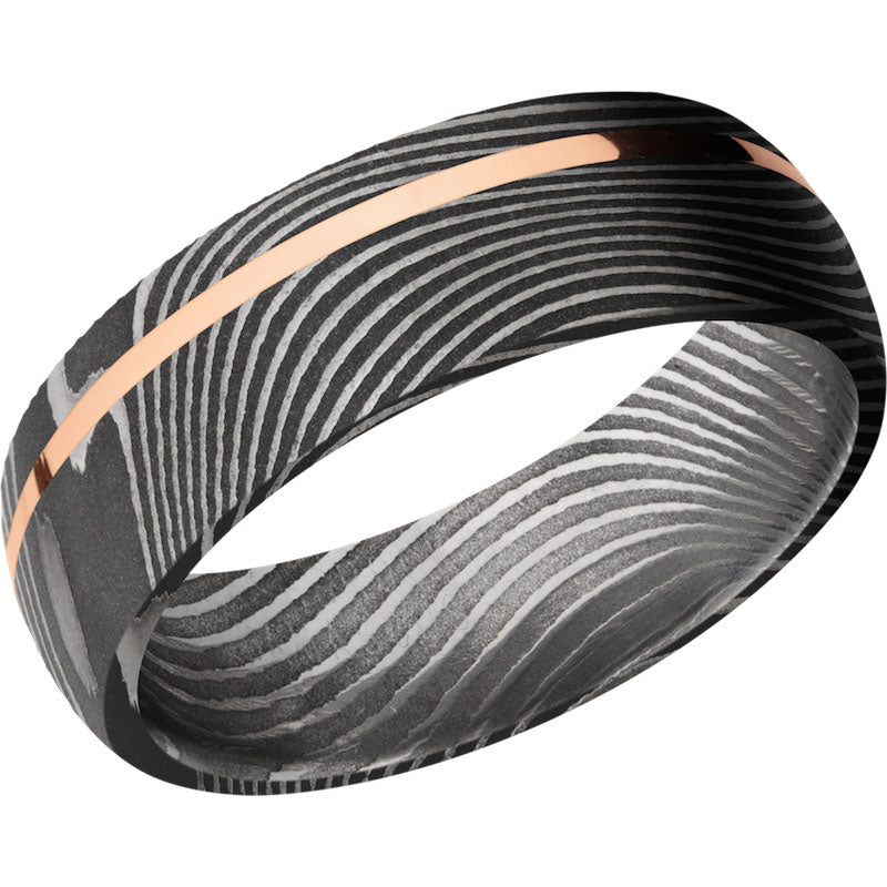 Lashbrook Black Rose & White Damascus Steel 7mm Men's Wedding Band