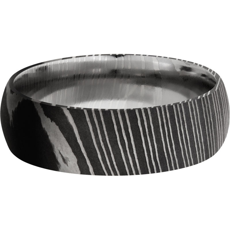 Lashbrook Black & White Damascus Steel 7mm Men's Wedding Band