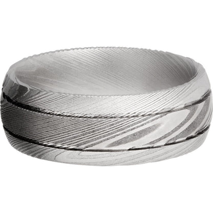 Lashbrook Black & White Damascus Steel 8mm Men's Wedding Band