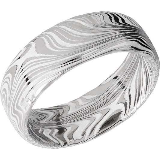 Lashbrook Black & White Damascus Steel 8mm Men's Wedding Band