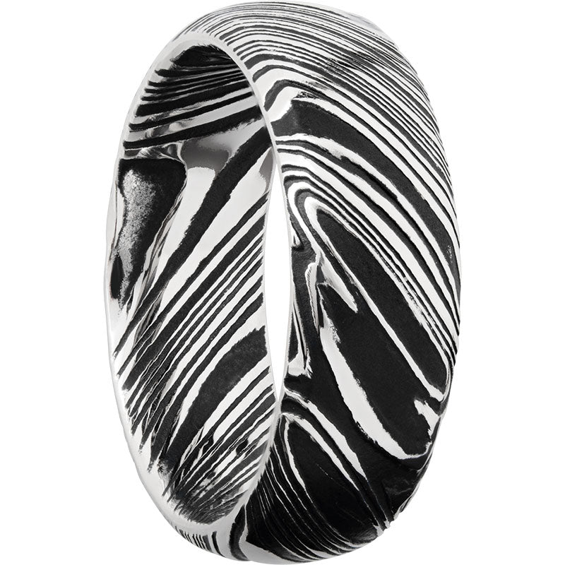 Lashbrook Black & White Damascus Steel 8mm Men's Wedding Band