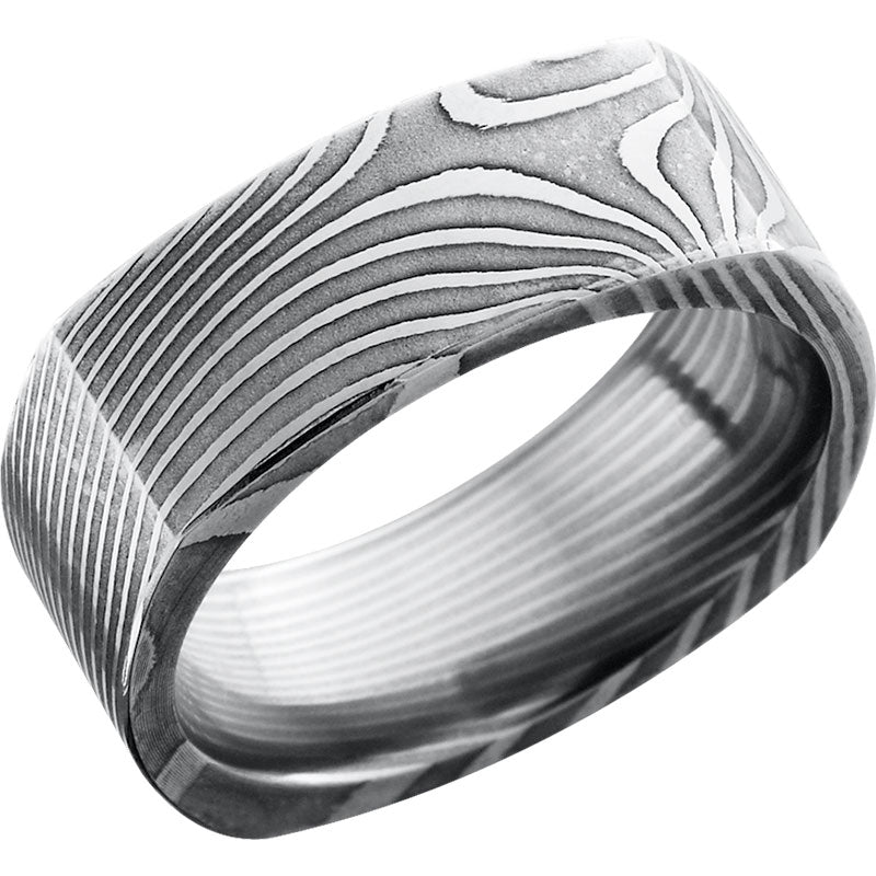 Lashbrook Black & White Damascus Steel 8mm Men's Wedding Band