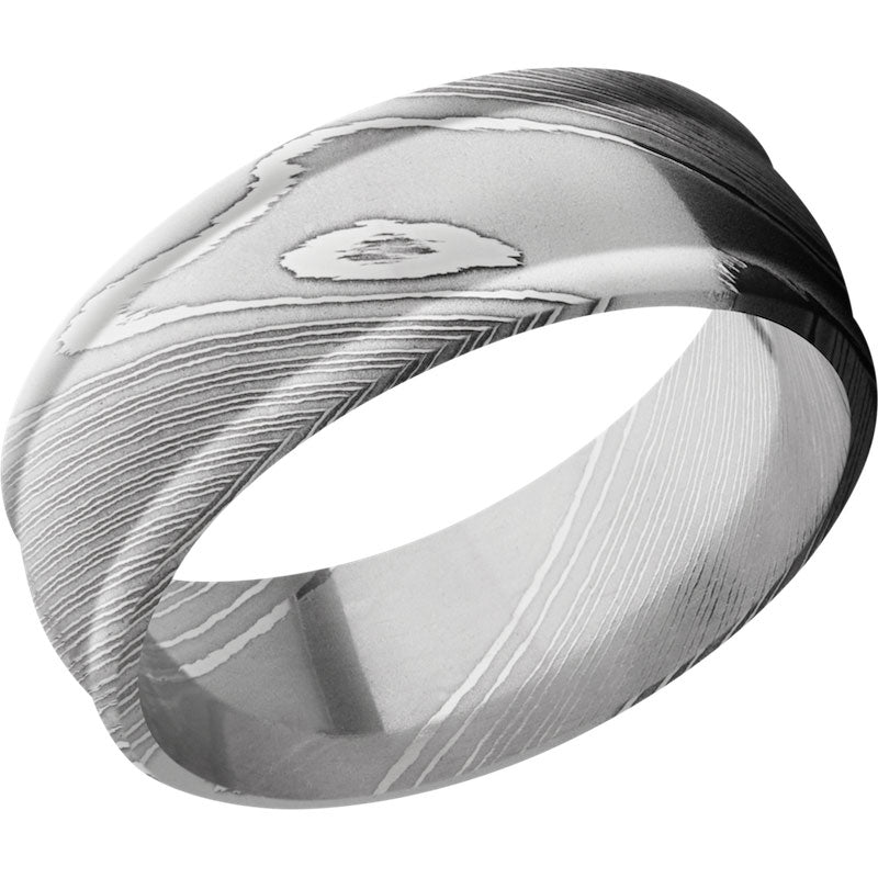 Lashbrook Black & White Damascus Steel 8mm Men's Wedding Band