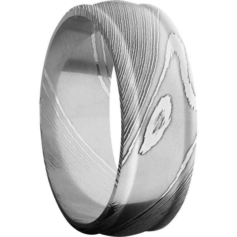 Lashbrook Black & White Damascus Steel 8mm Men's Wedding Band