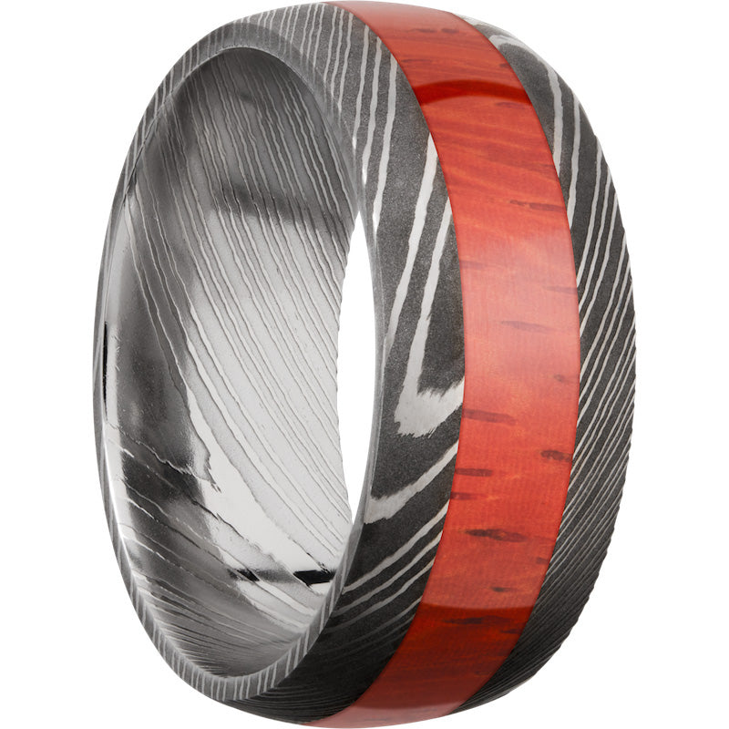 Lashbrook Black & White Damascus Steel Hardwood 9mm Men's Wedding Band