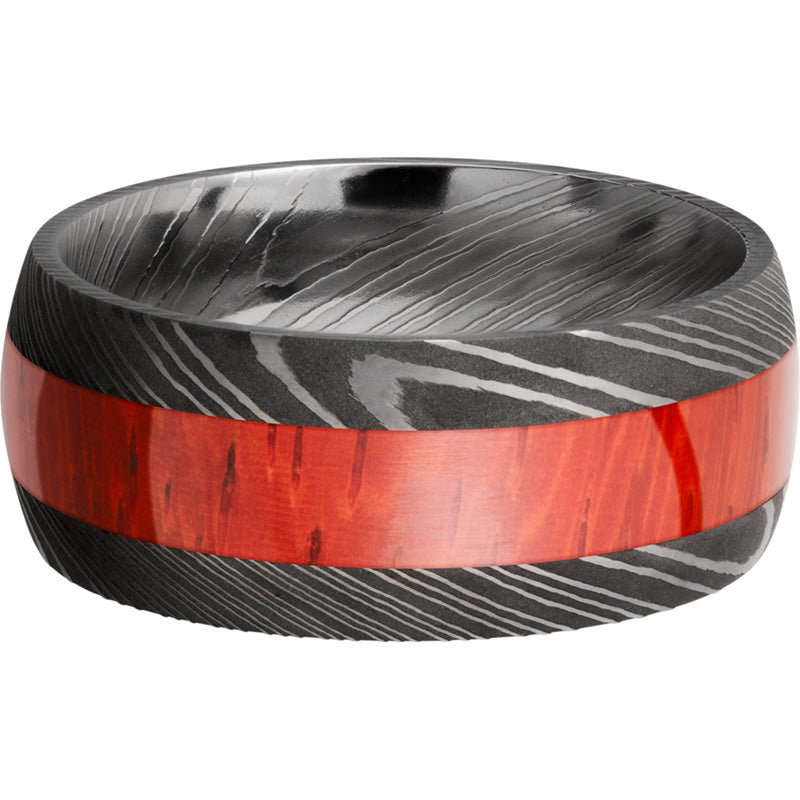 Lashbrook Black & White Damascus Steel Hardwood 9mm Men's Wedding Band