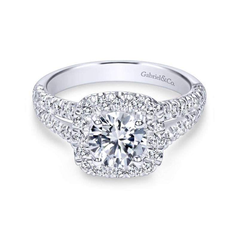 Gabriel & Co. 14k White Gold Contemporary Halo Engagement Ring