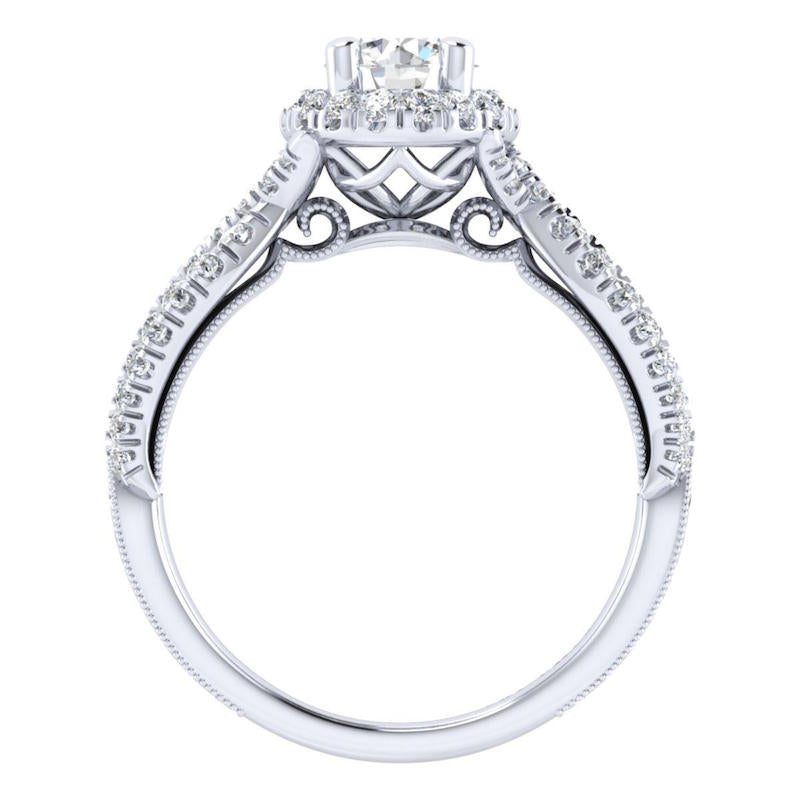 Gabriel & Co. 14k White Gold Victorian Halo Engagement Ring