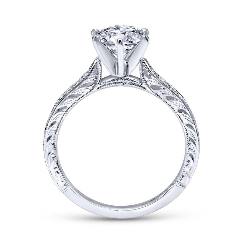 Gabriel & Co. 14k White Gold Victorian Straight Engagement Ring