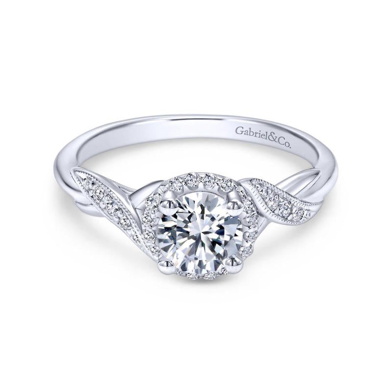 Gabriel & Co. 14k White Gold Contemporary Halo Engagement Ring