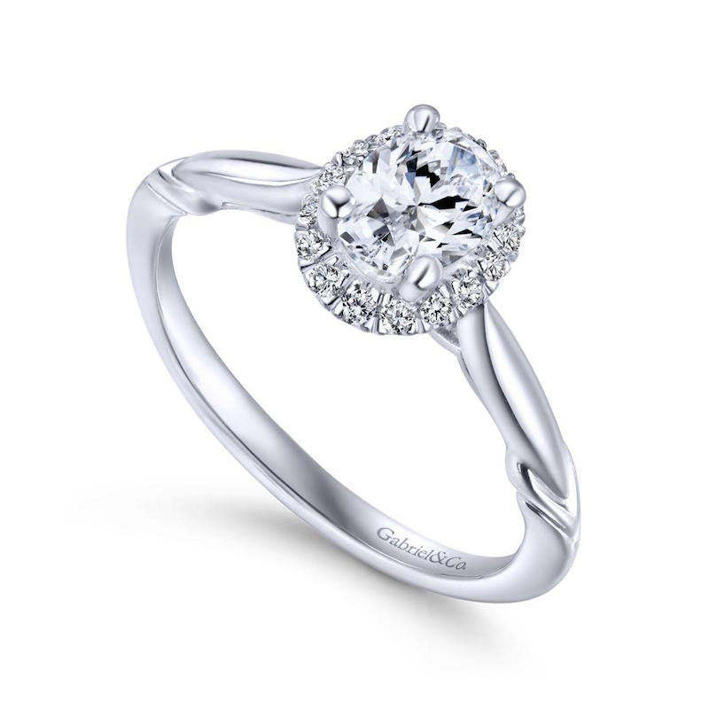 Gabriel & Co. 14k White Gold Contemporary Halo Engagement Ring