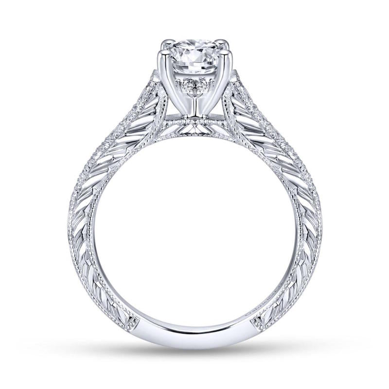 Gabriel & Co. 14k White Gold Victorian Straight Engagement Ring