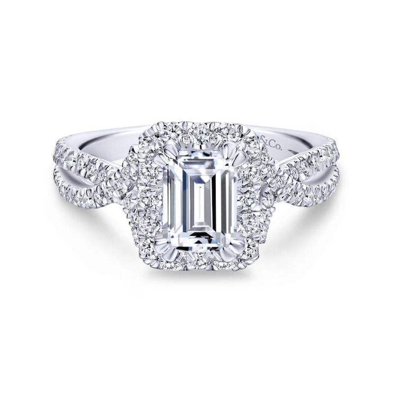 Gabriel & Co. 14k White Gold Contemporary Halo Engagement Ring