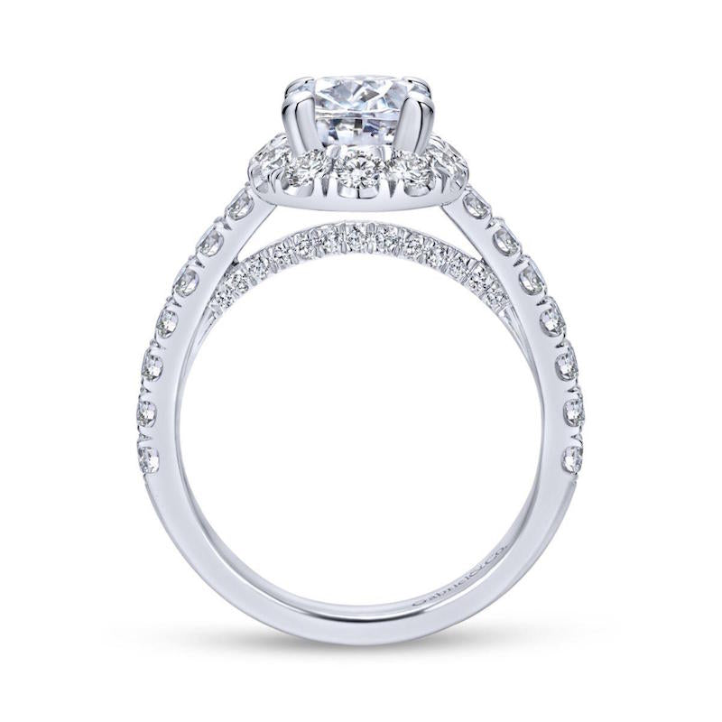 Gabriel & Co. 14k White Gold Contemporary Halo Engagement Ring