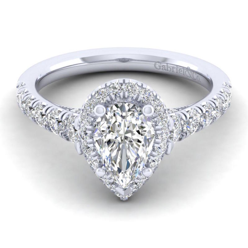 Gabriel & Co. 14k White Gold Entwined Halo Engagement Ring