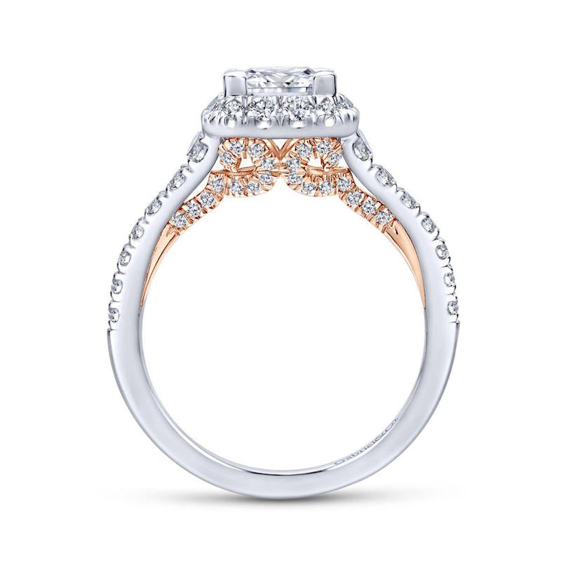 Gabriel & Co. 14k Two Tone Gold Blush Halo Engagement Ring