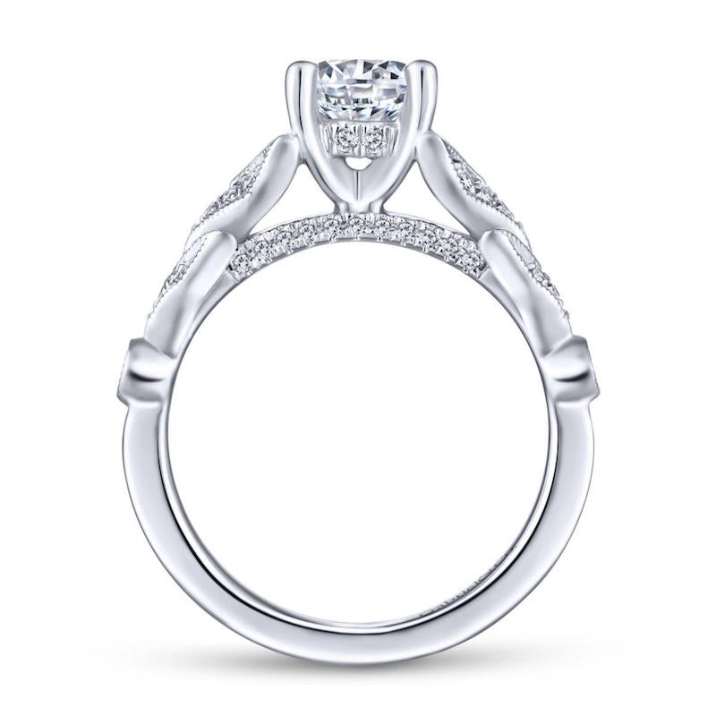 Gabriel & Co. 14k White Gold Victorian Split Shank Engagement Ring