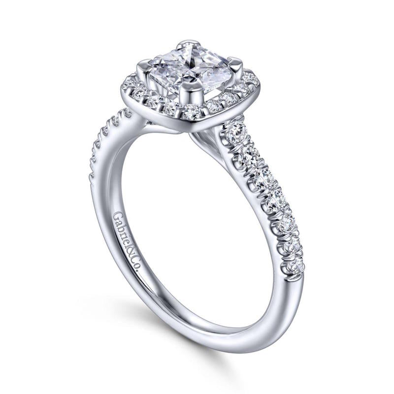 Gabriel & Co. 14k White Gold Contemporary Halo Engagement Ring