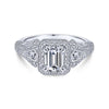 Gabriel & Co. 14k White Gold Victorian Halo Engagement Ring