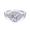 Gabriel & Co. 14k White Gold Art Deco Halo Engagement Ring