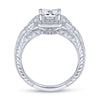 Gabriel & Co. 14k White Gold Art Deco Halo Engagement Ring