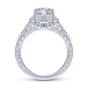 Gabriel & Co. 14k White Gold Art Deco Halo Engagement Ring