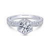 Gabriel & Co. 14k White Gold Art Deco Straight Engagement Ring