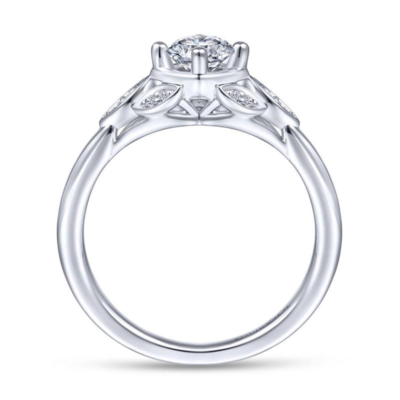 Gabriel & Co. 14k White Gold Art Deco Straight Engagement Ring