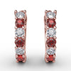 Fana Shared Prong Ruby And Diamond Hoop Earrings