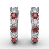 Fana Shared Prong Ruby And Diamond Hoop Earrings