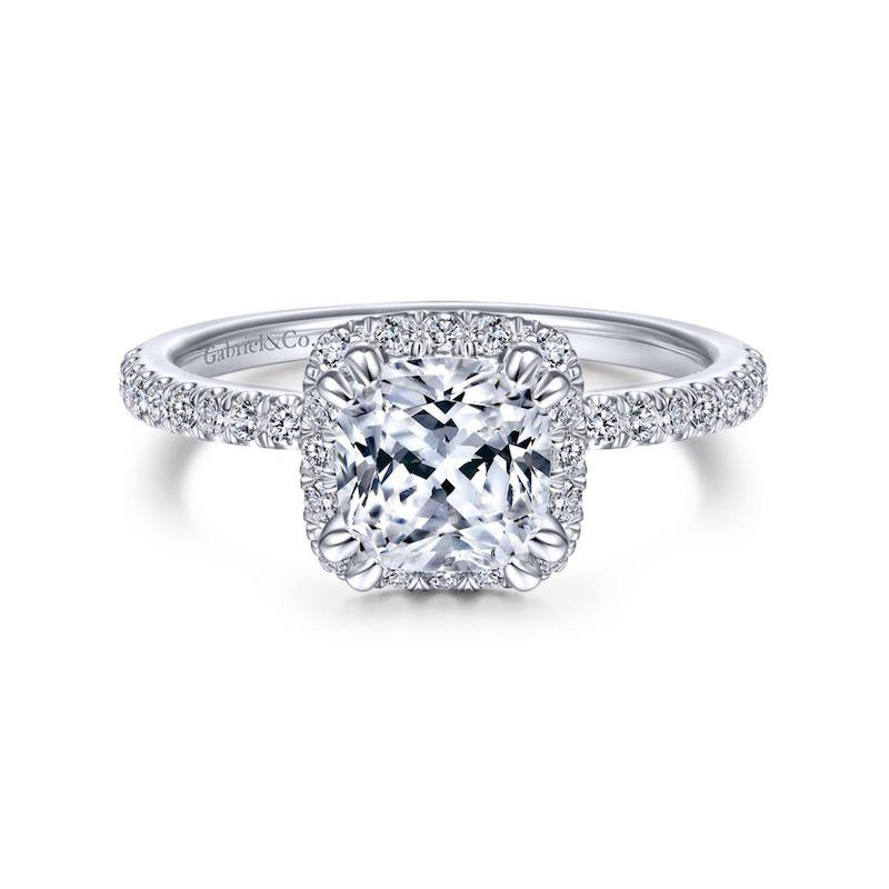 Gabriel & Co. 14k White Gold Contemporary Halo Engagement Ring