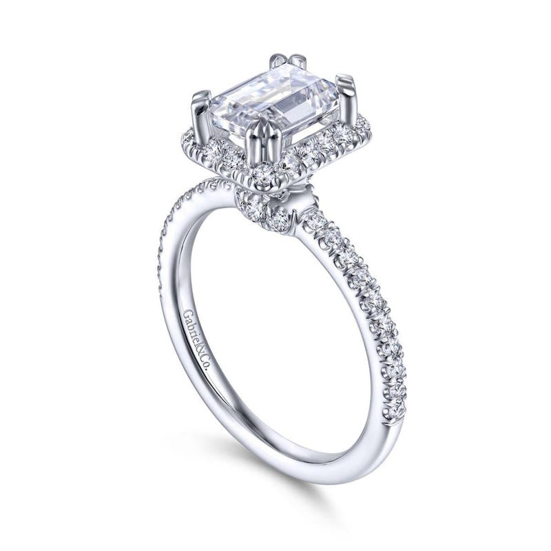 Gabriel & Co. 14k White Gold Contemporary Halo Engagement Ring