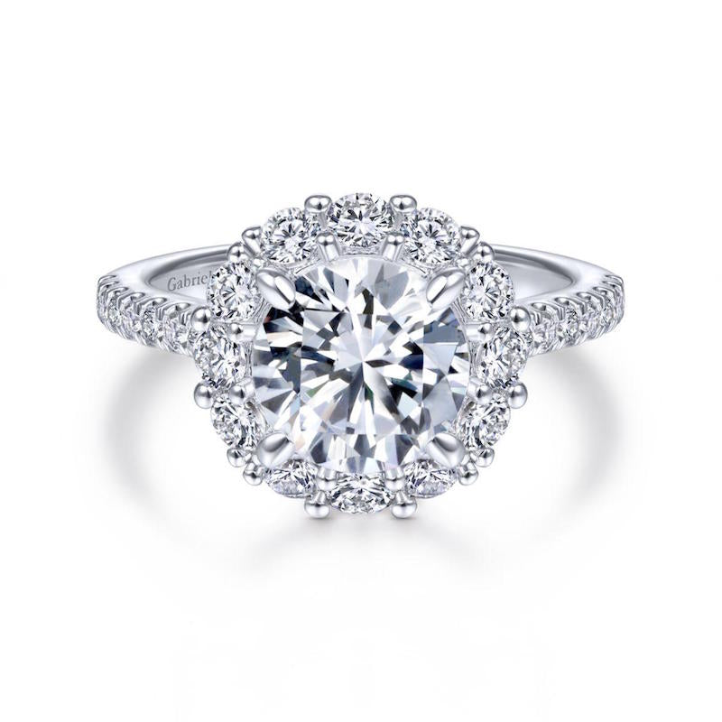 Gabriel & Co. 14k White Gold Contemporary Halo Engagement Ring