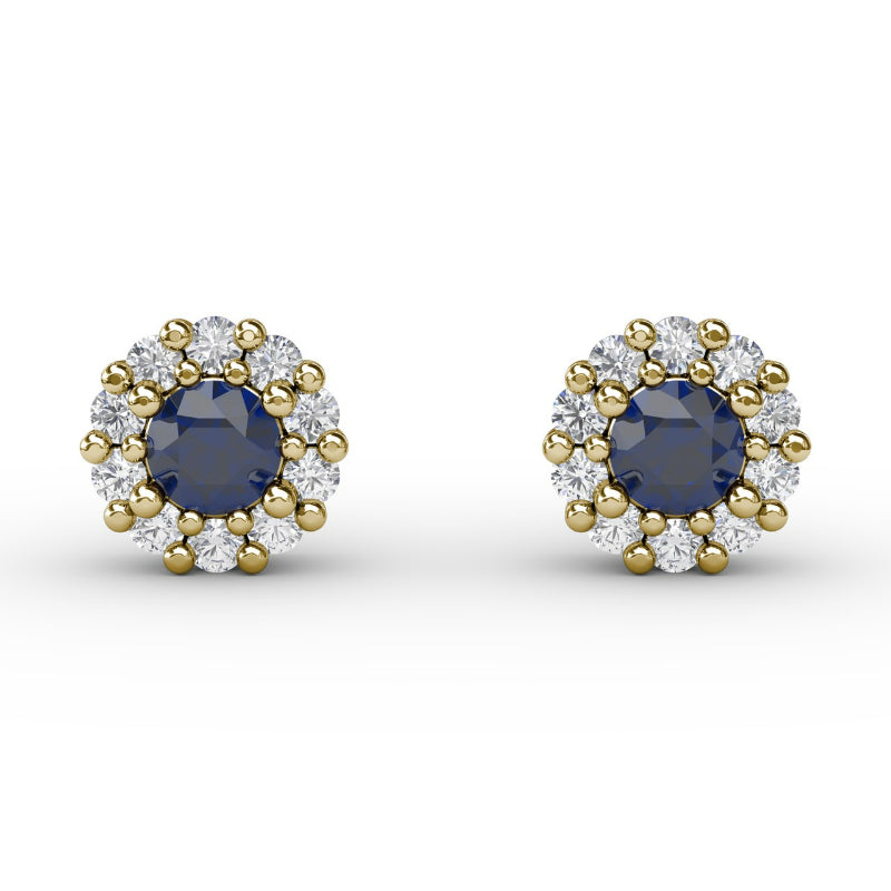 Fana Shared Prong Sapphire and Diamond Stud Earrings
