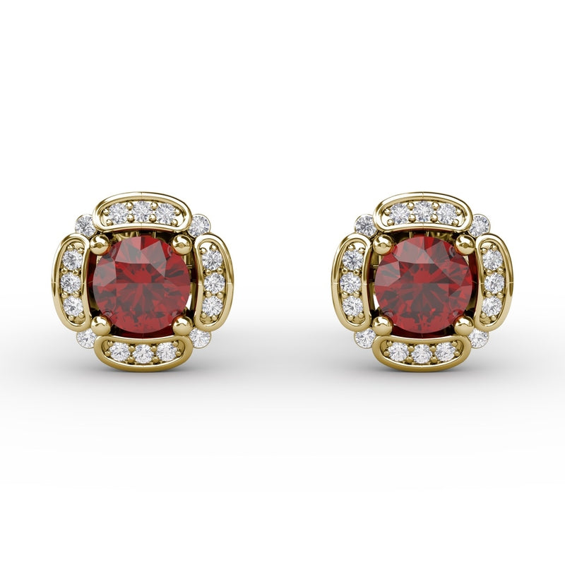 Fana Vintage Channel Setting Stud Earrings