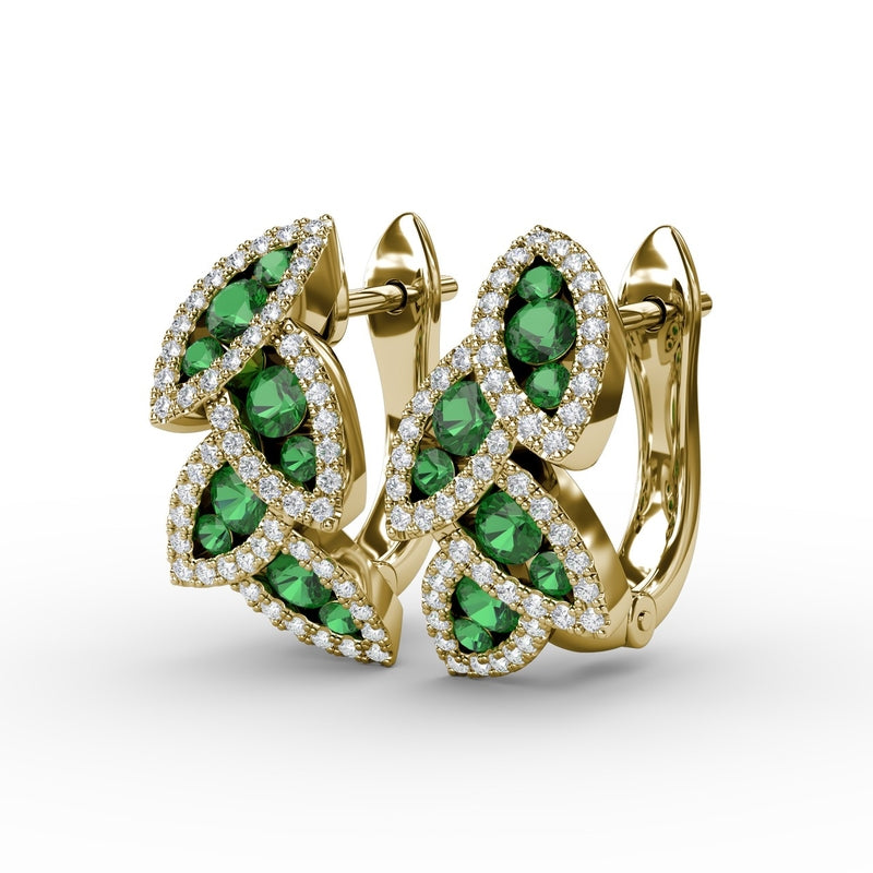 Fana Glam Galore Emerald and Diamond Leaf Earrings