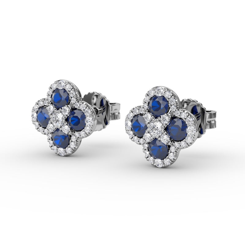 Fana Endless Bliss Sapphire and Diamond Cluster Studs