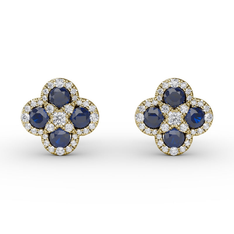 Fana Endless Bliss Sapphire and Diamond Cluster Studs