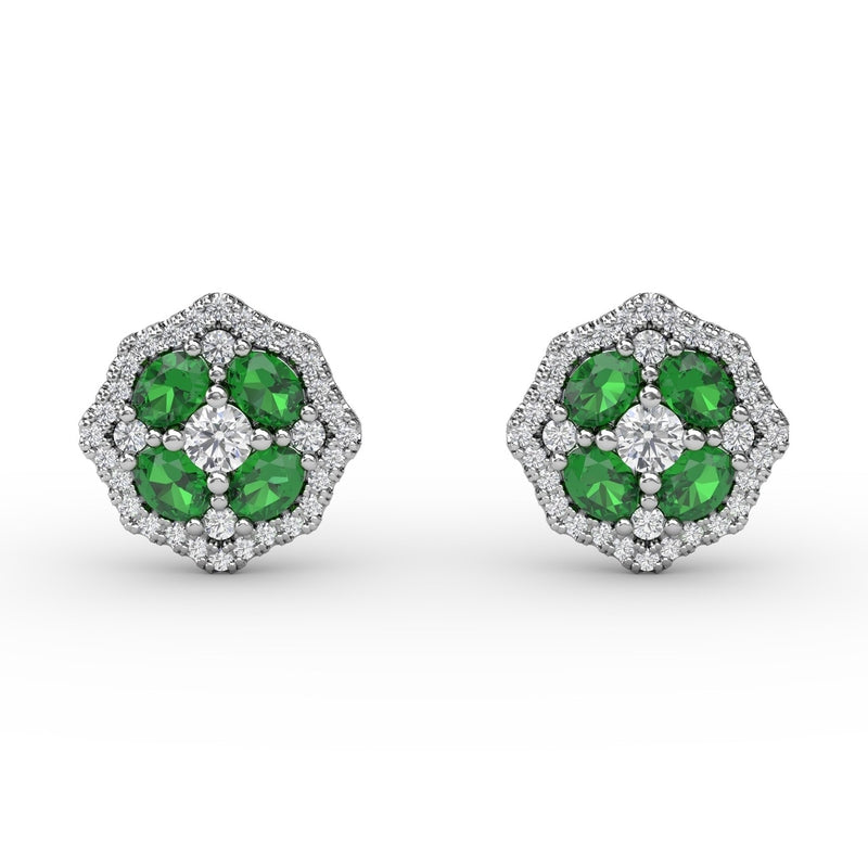 Fana Striking Emerald and Diamond Stud Earrings