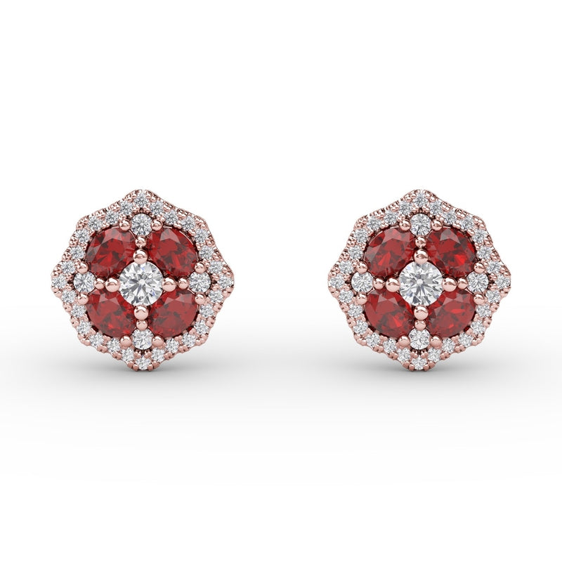 Fana Striking Ruby and Diamond Stud Earrings