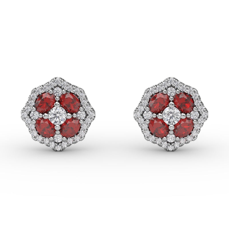 Fana Striking Ruby and Diamond Stud Earrings