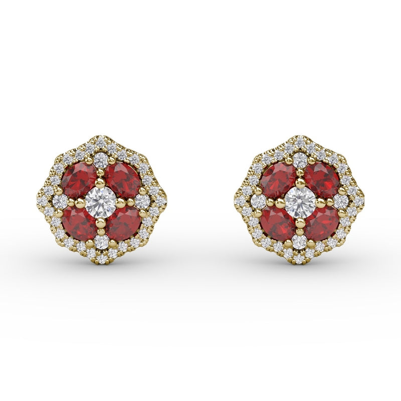 Fana Striking Ruby and Diamond Stud Earrings