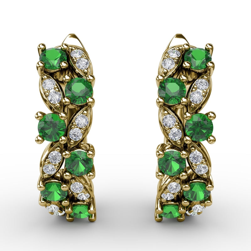 Fana Clustered Emerald and Diamond Earrings