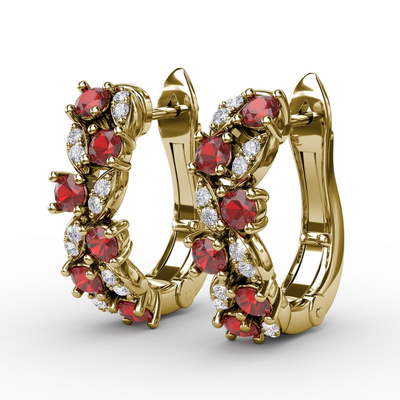 Fana Clustered Ruby and Diamond Earrings