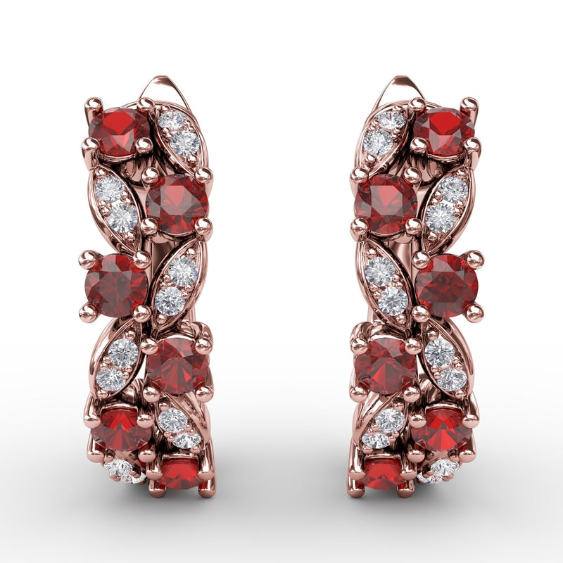 Fana Clustered Ruby and Diamond Earrings