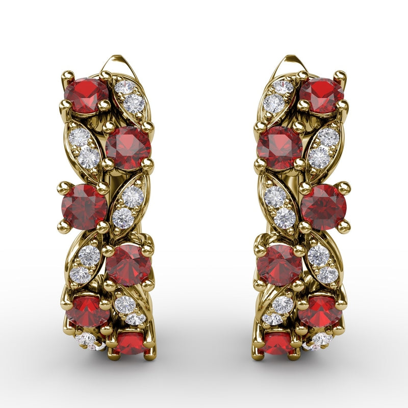 Fana Clustered Ruby and Diamond Earrings