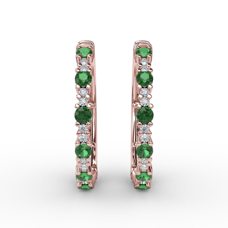 Fana Precious Emerald and Diamond Hoop Earrings